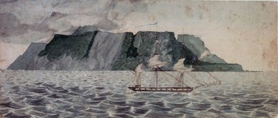 特里斯坦-达库尼亚岛，约 1825 年（水彩画） 作者 英国学校