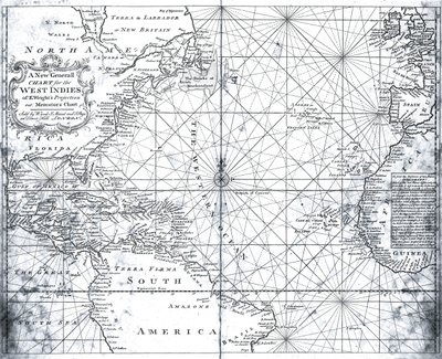 按山峰和页码绘制的北大西洋地图 作者 英国学校