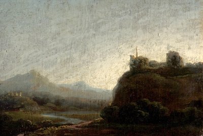 山区风景，傍晚（木板油画） 作者 英国学校