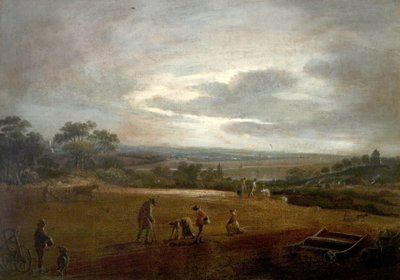 犁地和埯豆（布面油画） 作者 英国学校