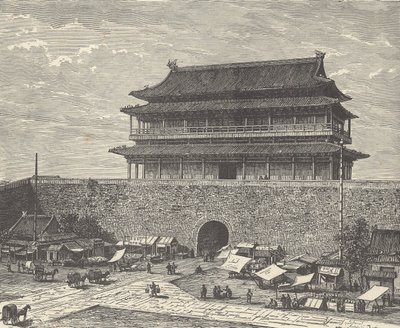 中国北京紫禁城门前的前门（雕刻 作者 英国学校