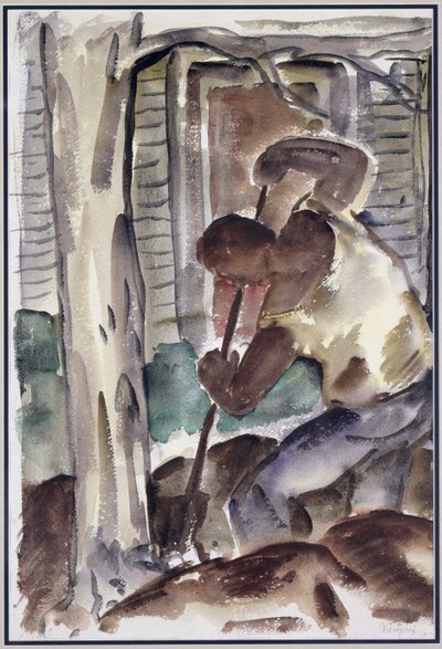 挖掘的人（纸上水彩画） 作者 布鲁尔·朱利叶斯·奥尔森·诺德费尔特