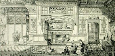 餐厅壁炉，出自《古代和现代家具实例》。 作者 布鲁斯·詹姆斯·塔尔伯特