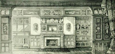 屏风装饰，出自《古代和现代家具实例》。 作者 布鲁斯·詹姆斯·塔尔伯特