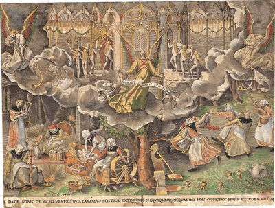 聪明和愚蠢的处女的寓言，约1560年。 作者 布吕格尔