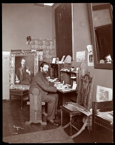 1903年肖像画家理查德·霍尔的肖像（银色明胶印刷） 作者 Byron Company