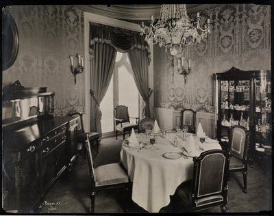 Hotel Knickerbocker酒店的私人用餐室，1906年（银色明胶印刷） 作者 Byron Company