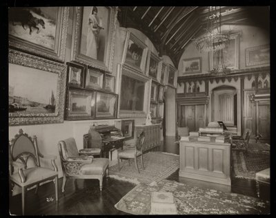位于纽约Tarrytown的Helen Gould庄园（已故杰伊古尔德住所）艺术画廊，1893-94（银色明胶印刷） 作者 拜伦公司