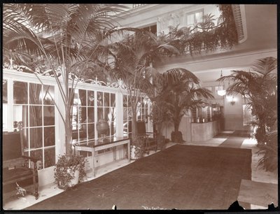 丽思卡尔顿酒店大堂和登记处，c.1910-11（银色明胶印刷） 作者 拜伦公司
