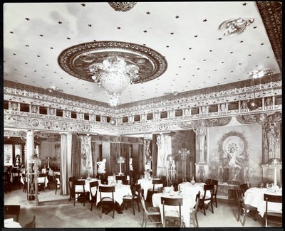 Murray酒店的餐厅，c.1908（银色明胶印刷） 作者 拜伦公司