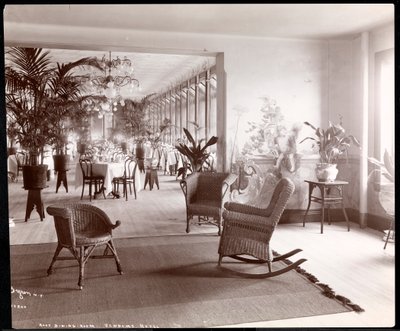 旺多姆酒店的屋顶餐厅，1903年（银色明胶印刷） 作者 拜伦公司