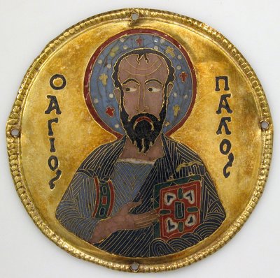 Medallion with Saint Paul from an Icon Frame, c.1100 (gold, silver, and enamel cloisonné) 作者 拜占庭