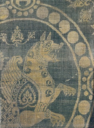 从君士坦丁堡（丝绸）（细节）描绘串珠环绕的simurgh的织物 作者 拜占庭学派