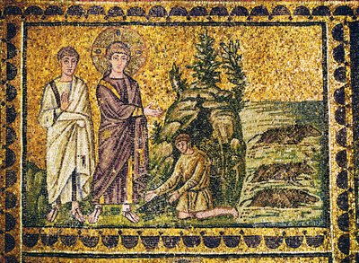 加达里恩猪或驱除 "一个军团 "的恶魔，6 世纪（马赛克）............ 作者 拜占庭学派