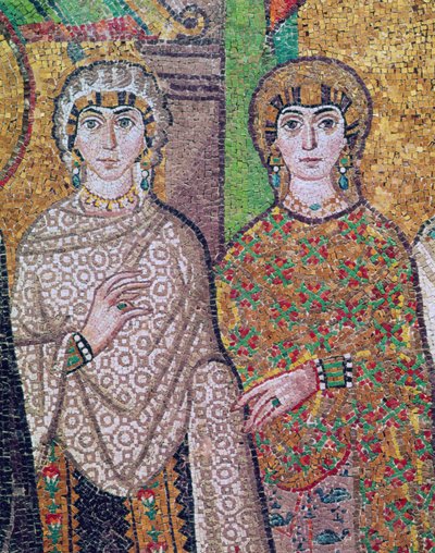 女皇西奥多拉的两位服务员 作者 Byzantine School