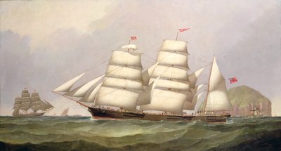 艾尔萨·克雷格（Ailsa Craig）旁的“无畏”轻舟，商船飞越 作者 CH Fyfe