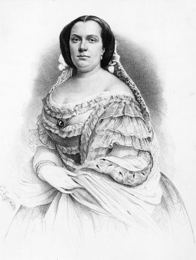 西班牙女王伊莎贝拉二世（1830-1904）的肖像，雕版画 作者 JB 和 Brown J. 和 Rowbotham
