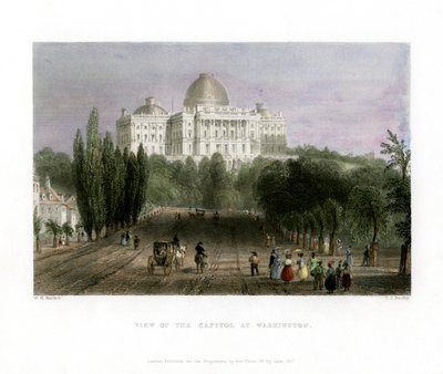 美国华盛顿的国会大厦景观，1837年。 作者 CJ宾利