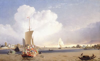 1852年在加尔各答的胡格利河上运输 作者 CJ马丁