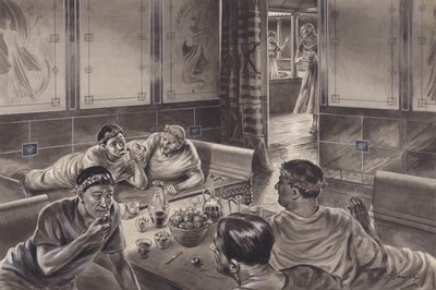 盎格鲁罗马人在三层大厅用餐（水粉画，纸面） 作者 CL 道蒂