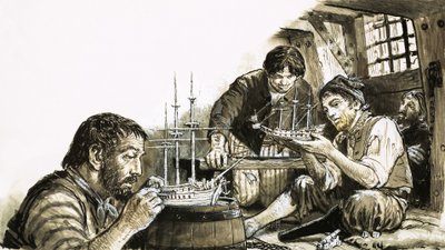 拿破仑战争中的法国战俘制作船模 作者 CL 道蒂