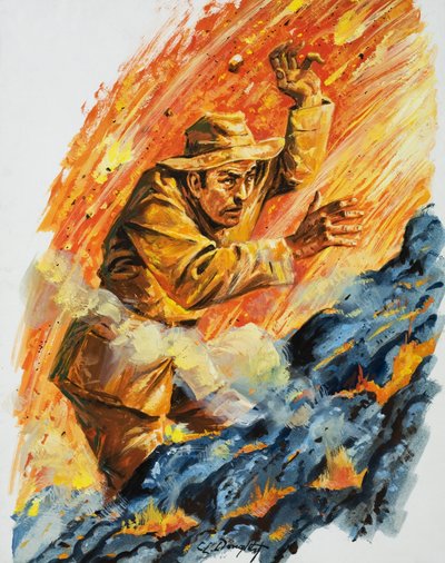 进入火炉（水粉画在纸上） 作者 CL 道蒂