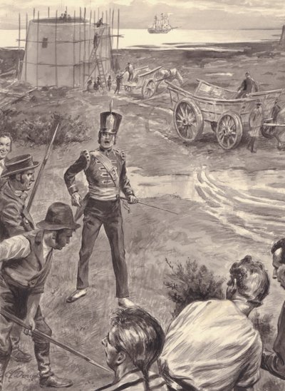 为应对拿破仑入侵英国而建造的马提洛塔（水粉画，纸本） 作者 CL 道蒂