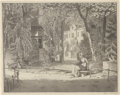 在巴黎小奥古斯丁爱丽舍花园的笛卡尔和孔德墓前 作者 Christoffer Wilhelm Eckersberg