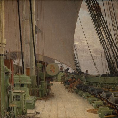右舷炮台和 "Najaden "号护卫舰甲板 作者 Christoffer Wilhelm Eckersberg
