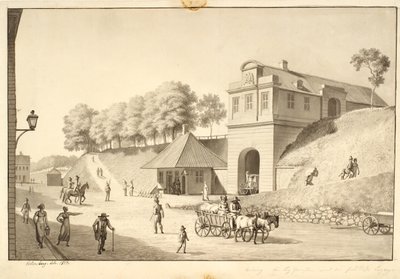 沿城墙向诺尔雷波特（Nørreport）方向眺望，从内部俯瞰 作者 Christoffer Wilhelm Eckersberg