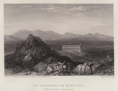 Areopagus 或火星山，与雅典忒修斯神庙（彩色石版画） 作者 C.（之后）斯坦菲尔德