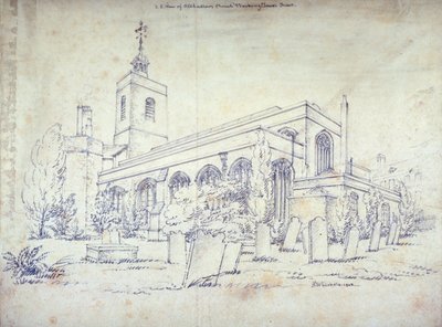 All Hallows-by-the-Tower教堂，伦敦，1803年 作者 C约翰·M·惠西洛