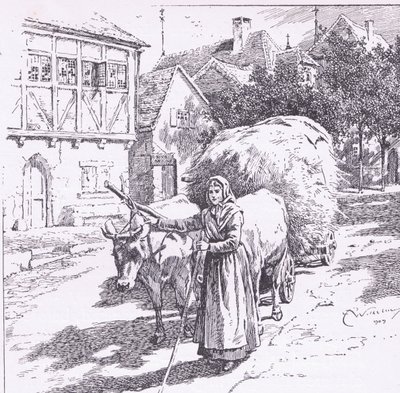 Carts drawn by bullocks rumbled through the silent streets , from The Child of the Air pub.by Duckworth 作者 C.威廉