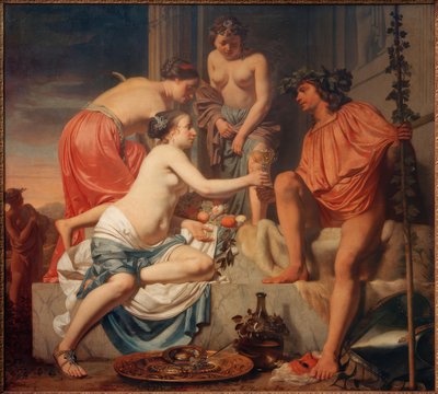 Der thronende Bacchus – Nymphen reichen Bacchus Wein und Fr 作者 塞萨尔·博蒂乌斯·范·埃弗丁根