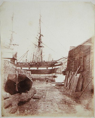 河流和码头景象，约1846年（摄影版画） 作者 卡尔弗特·理查德·琼斯（Calvert Richard Jones）