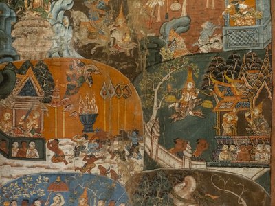 Boudha (Dasa Jakata) 的最后十世（详细）。 柬埔寨，18世纪下半叶。 画 作者 柬埔寨学派