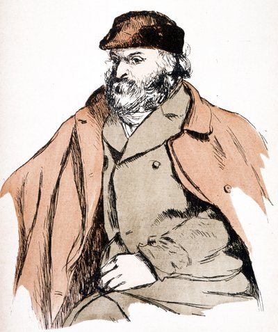 保罗·塞尚（Paul Cezanne，1839 - 1906）的插图肖像，法国艺术家和后印象派画家。 （雕刻） 作者 卡米尔（后）毕沙罗