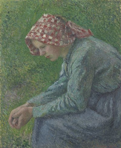 一位坐着的农民妇女，1885年 作者 卡米尔·雅各布·毕沙罗