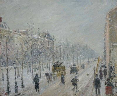 大道，外部，下雪的效果，1879年。 作者 卡米尔·雅各布·毕沙罗
