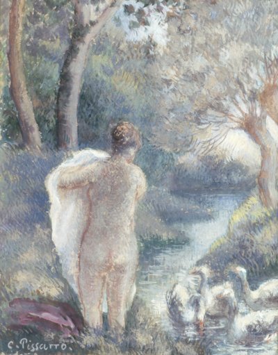 裸体与天鹅，c.1895（研究见259307） 作者 Camille Jacob Pissarro