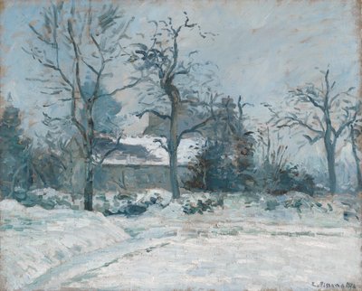 1874年，蒙特福柯的Piette&39;s House，Snow Effect 作者 卡米尔·雅各布·毕沙罗