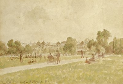 摄政公园，伦敦，1890年（wc和铅笔在纸上） 作者 卡米尔·雅各布·毕沙罗