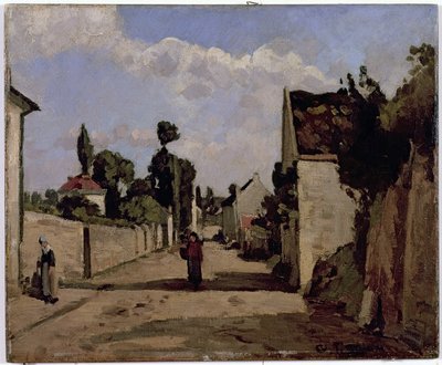 Rue de lHermitage，Pontoise，c.1867（油画布置在面板上） 作者 卡米尔·雅各布·毕沙罗