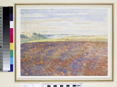 研究带有耕地的景观，Eragny-sur-Epte，c.1887-89（纸上写着） 作者 卡米尔·雅各布·毕沙罗