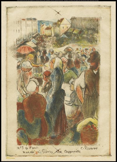 吉索尔市场，卡佩维尔街，约1894年 作者 卡米尔·雅各布·毕沙罗