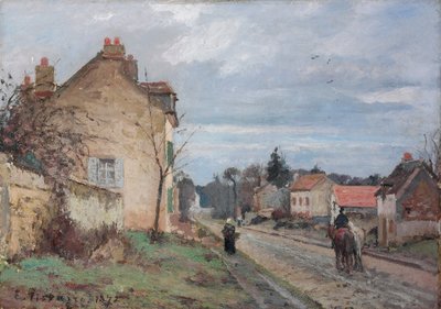 通往卢浮宫的道路；通往卢韦谢恩的路，1872年 作者 卡米尔·雅各布·毕沙罗