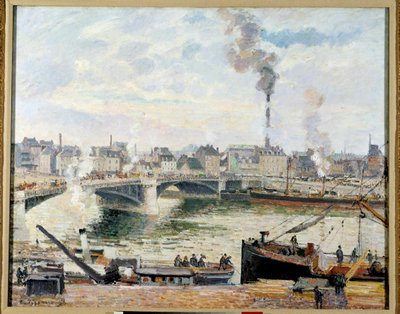 鲁昂大桥。 卡米尔·毕沙罗 (Camille Pissarro) 的绘画 (1830-1903) 作者 卡米尔·雅各布·毕沙罗