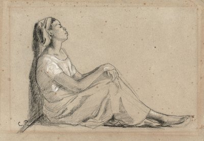 坐着的年轻黑人妇女，1855-7 作者 卡米尔·雅各布·毕沙罗