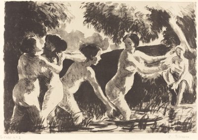 沐浴者 摔跤的Baigneuses luttants, 约1896年。 作者 卡米尔·毕沙罗