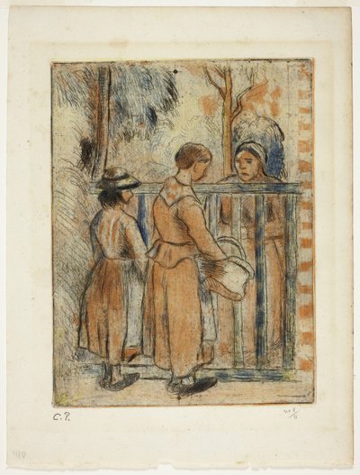 乞丐妇女》，约 1894 年（彩色蚀刻、干点和水印版画，象牙铺纸） 作者 卡米尔·毕沙罗